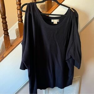 Michael by Michael Kors Black Open Shoulder Sweater